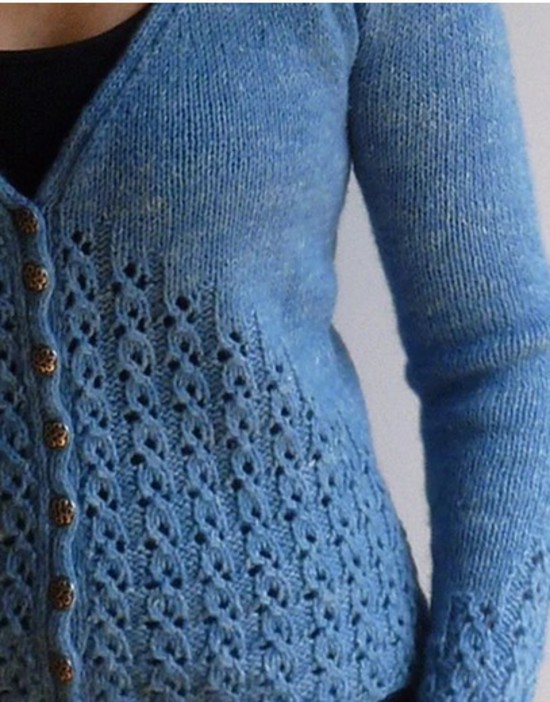 Chic Lace Cardi - Hemp and Wool Knitting Pattern image 1